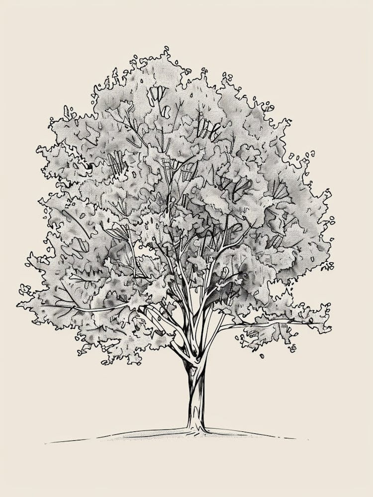 Ash Tree Minimalistic Drawing 2