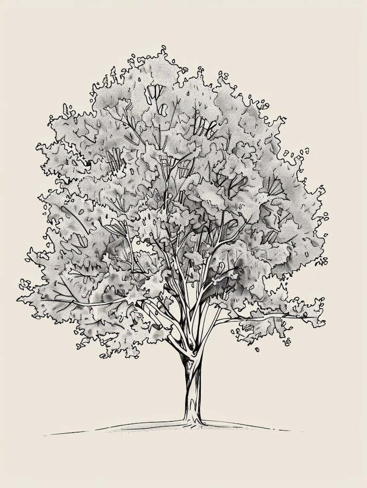 Ash Tree Minimalistic Drawing 2