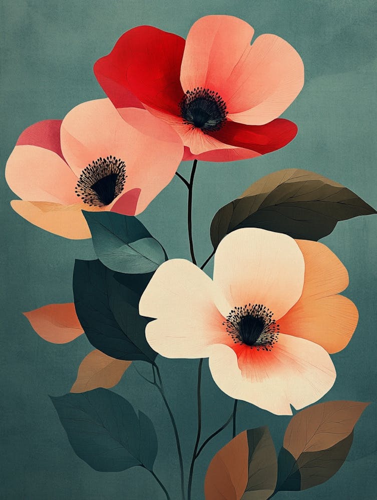 Drei Blumen in einer Vase