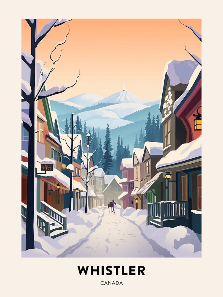 Vintage Winter Travel Poster Whistler Canada 2