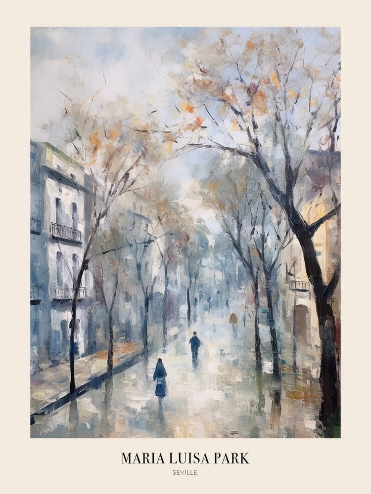 Winter City Park Poster Maria Luisa Park Seville Spain 1