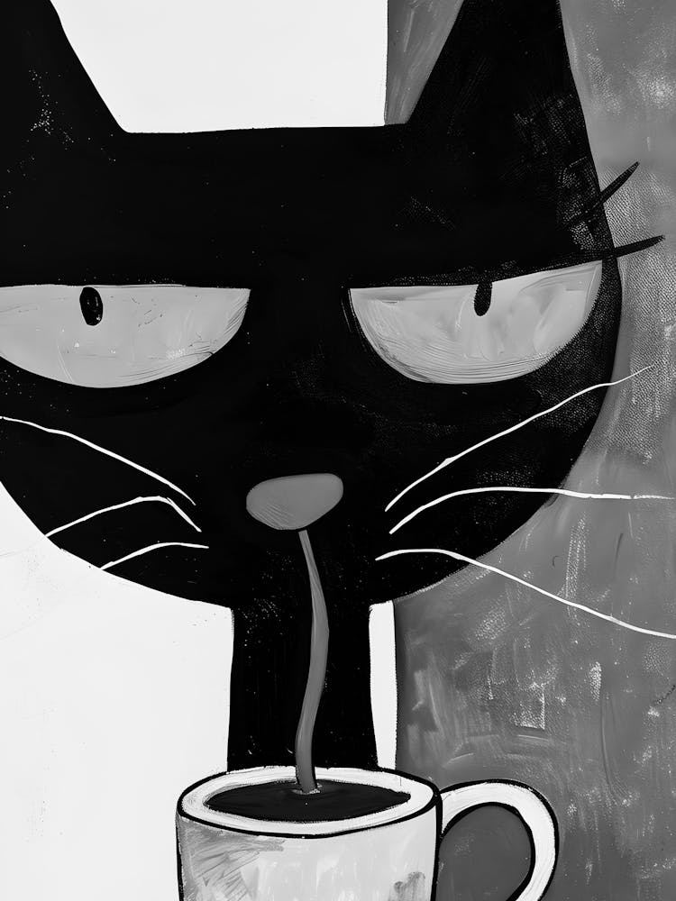 Cat Drinking Coffee