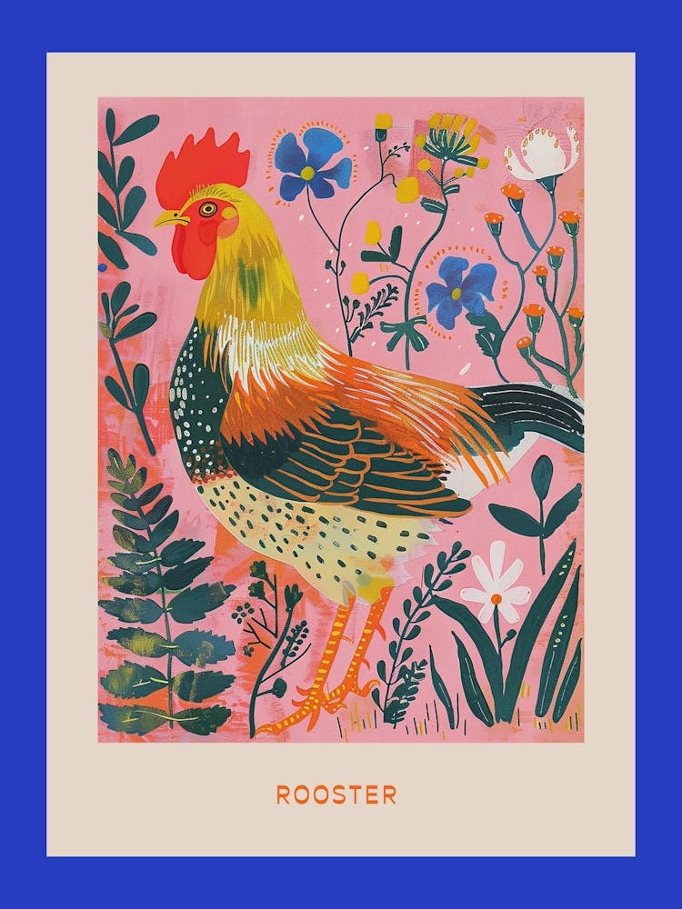 Spring Birds Poster Rooster 1
