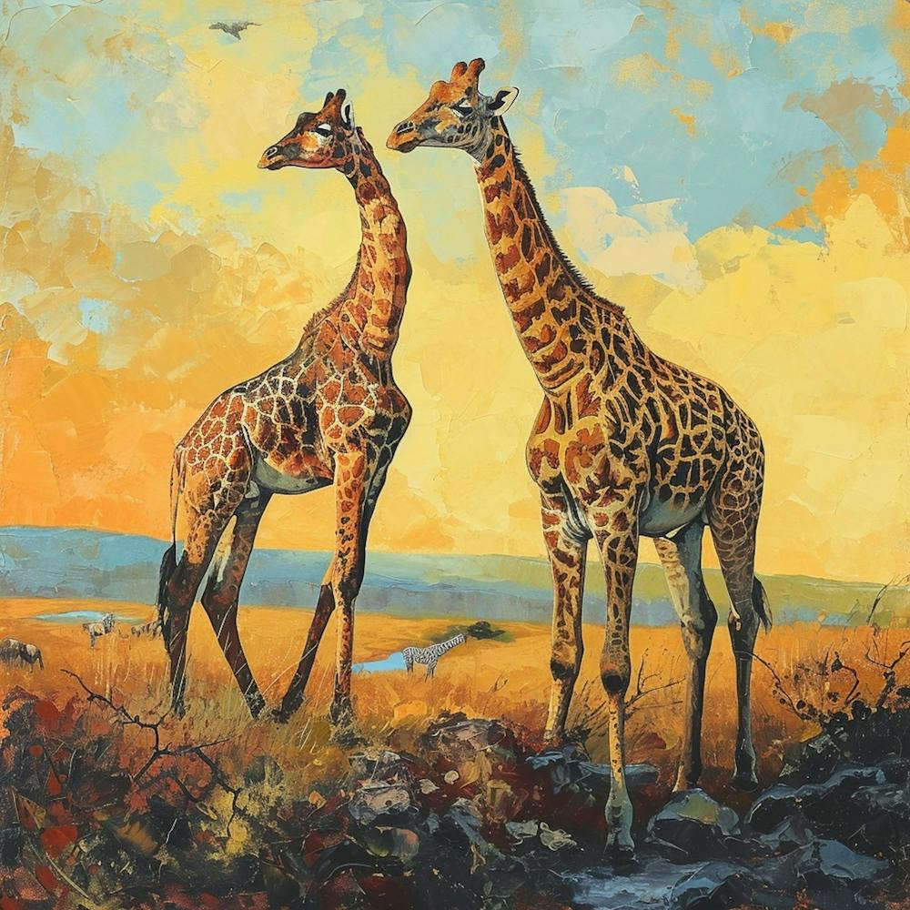 Giraffe In A Rocky Landscape Warm Acrylic 1