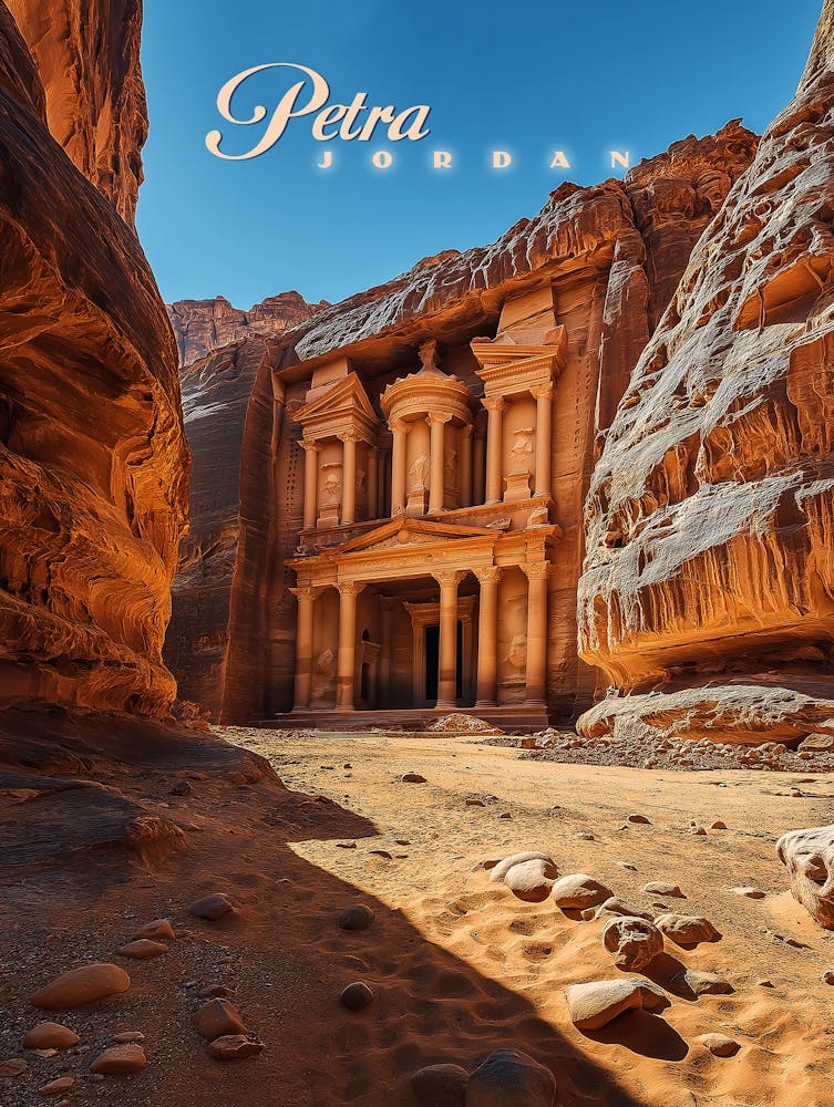 Petra, Jordan: Iconic Red Rock Temple Poster