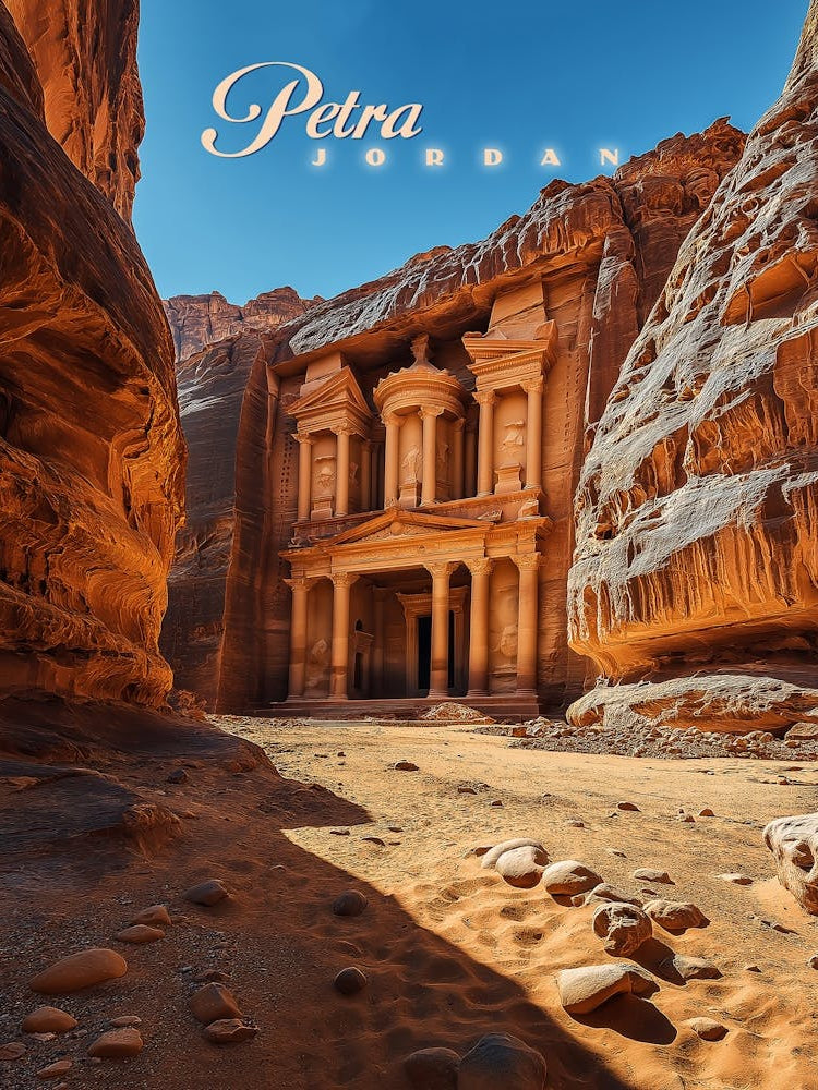 Petra, Jordan: Iconic Red Rock Temple Poster