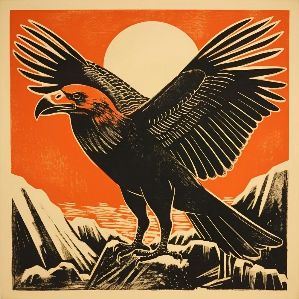 Retro Bird Lithograph California Condor 2