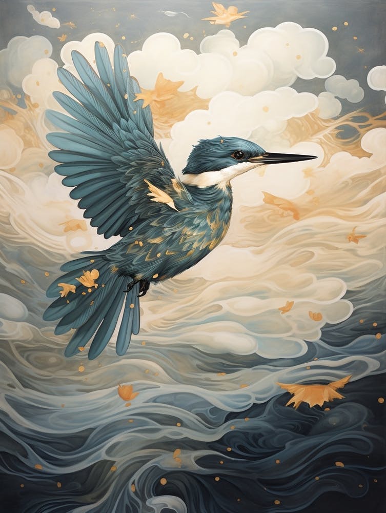Kingfisher 1 Gold Detail Painting