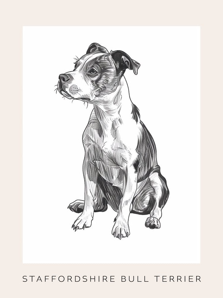 Staffordshire Bull Terrier Dog Line Sketch 1 Poster