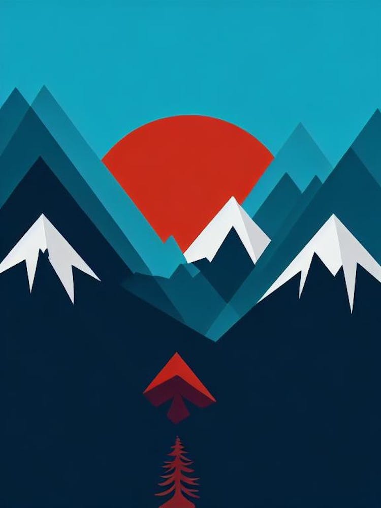 Schladming, Austria Modern Illustration Skiing Poster