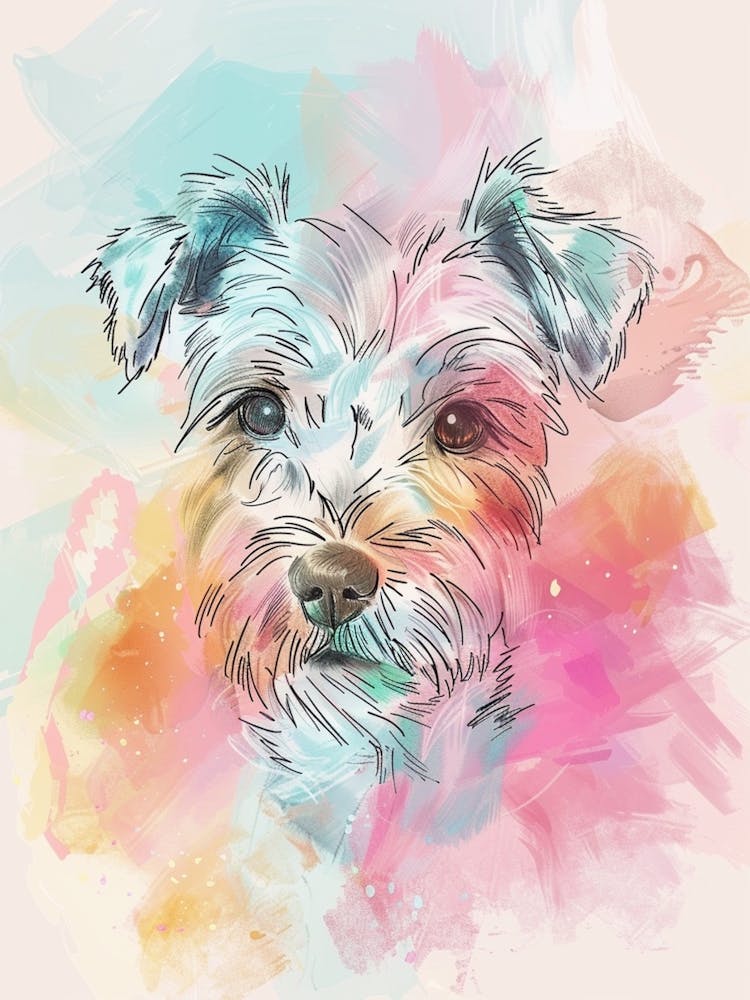 Pastel Parson Russell Terrier Dog Pastel Line Illustration  2