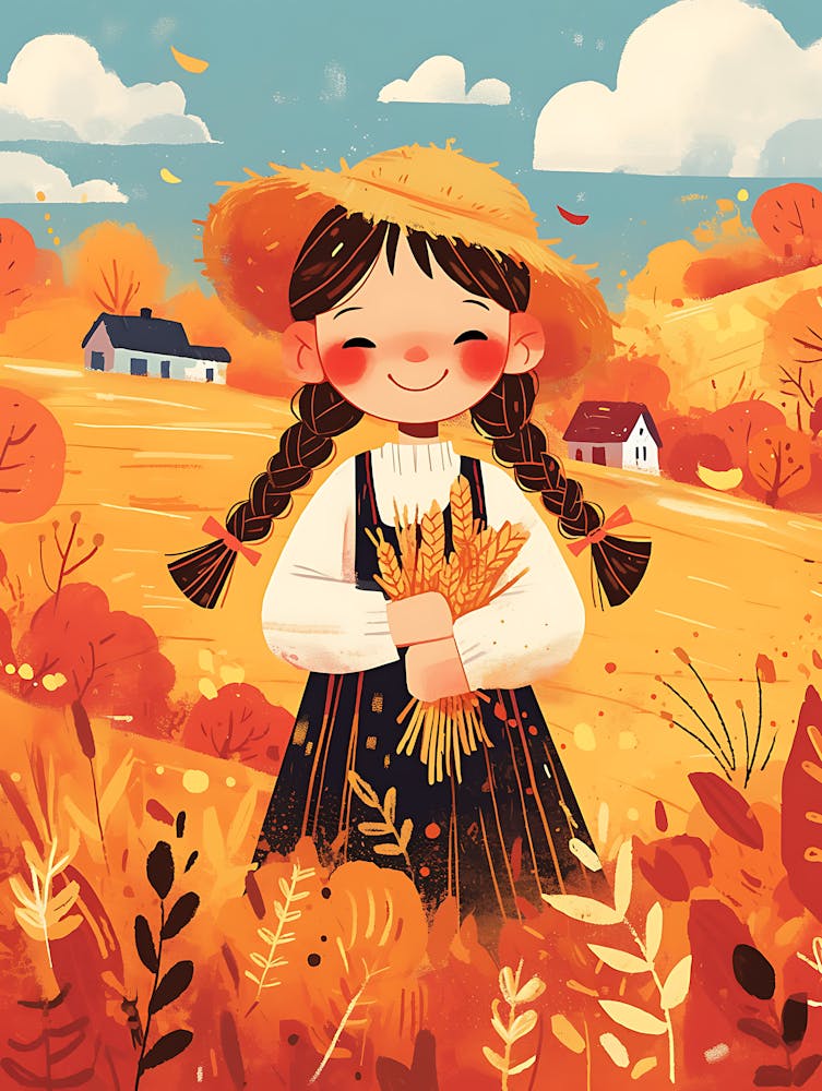 Fille d'Automne Dans un Champ