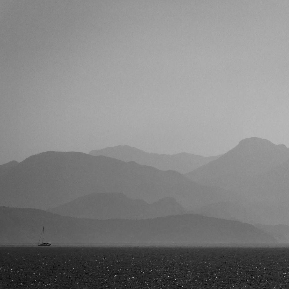 Greece Sea Boat 1 Bw Square