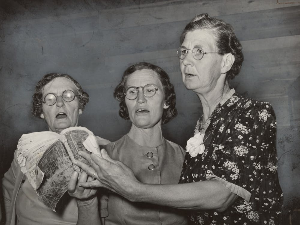 Three Women Singing From One Hymnal, Pie Town, New Mexico By Russell Lee