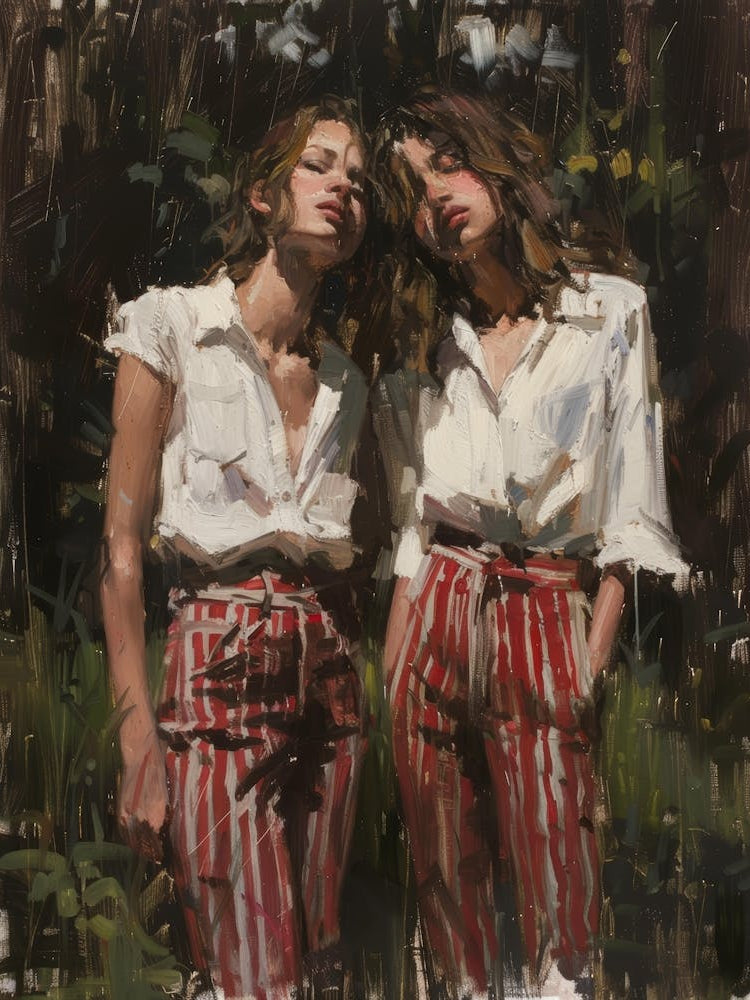 Two Women In Red Pants