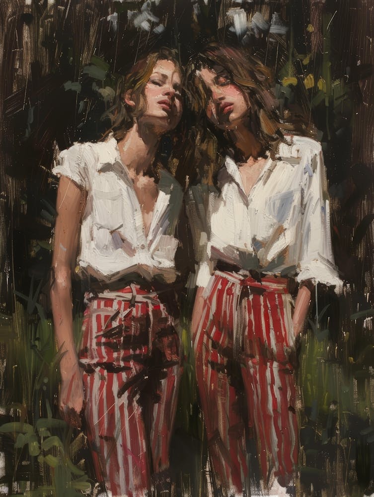 Two Women In Red Pants