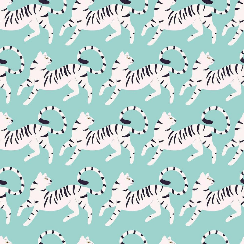 White Tiger Pattern On Blue Square