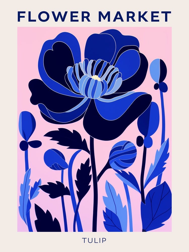 Blue Flower Market Poster Tulip 3