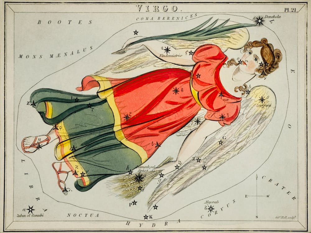 Sidney Hall’s (1831), Astronomical Chart Illustration Of The Virgo