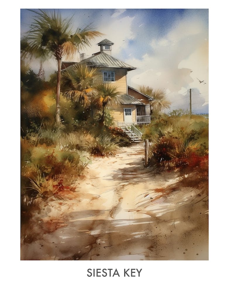 Siesta Key Aquarell 4 Reiseposter