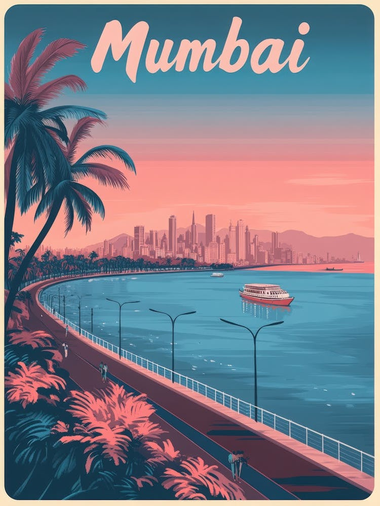 Aihrgdesign A Classic 1960s Travel Poster For Mumbai