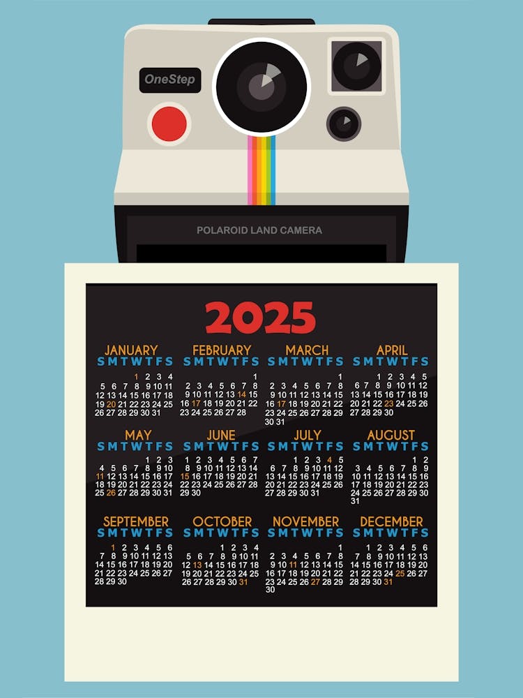 Calendar Retro Camera 2025 Blue