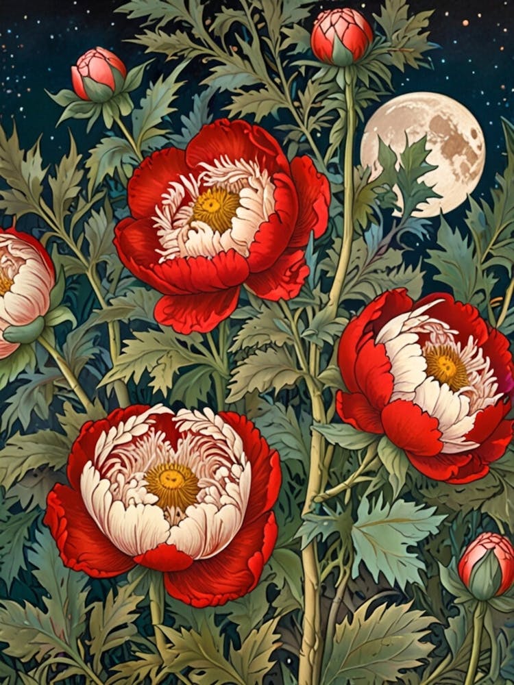William Morris Peonies At Night