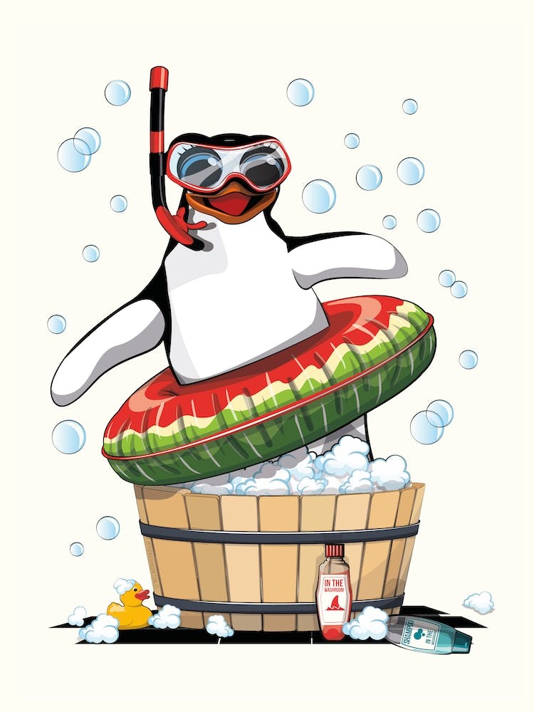 Penguin In Bubble Bath