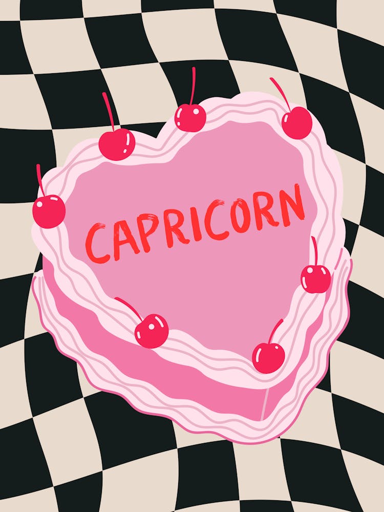 Capricorn Zodiac Heart Cake