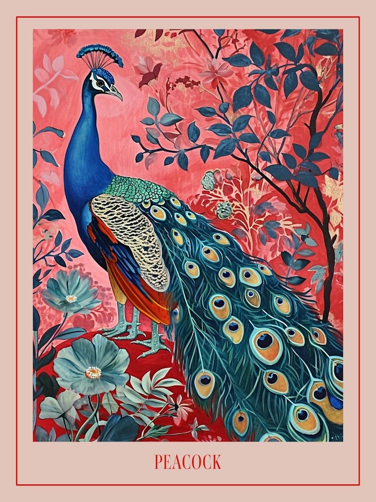 Floral Animal Painting Peacock 3 Poster