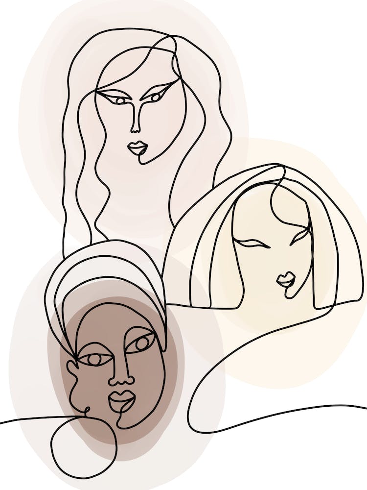 Women Together Line Art
