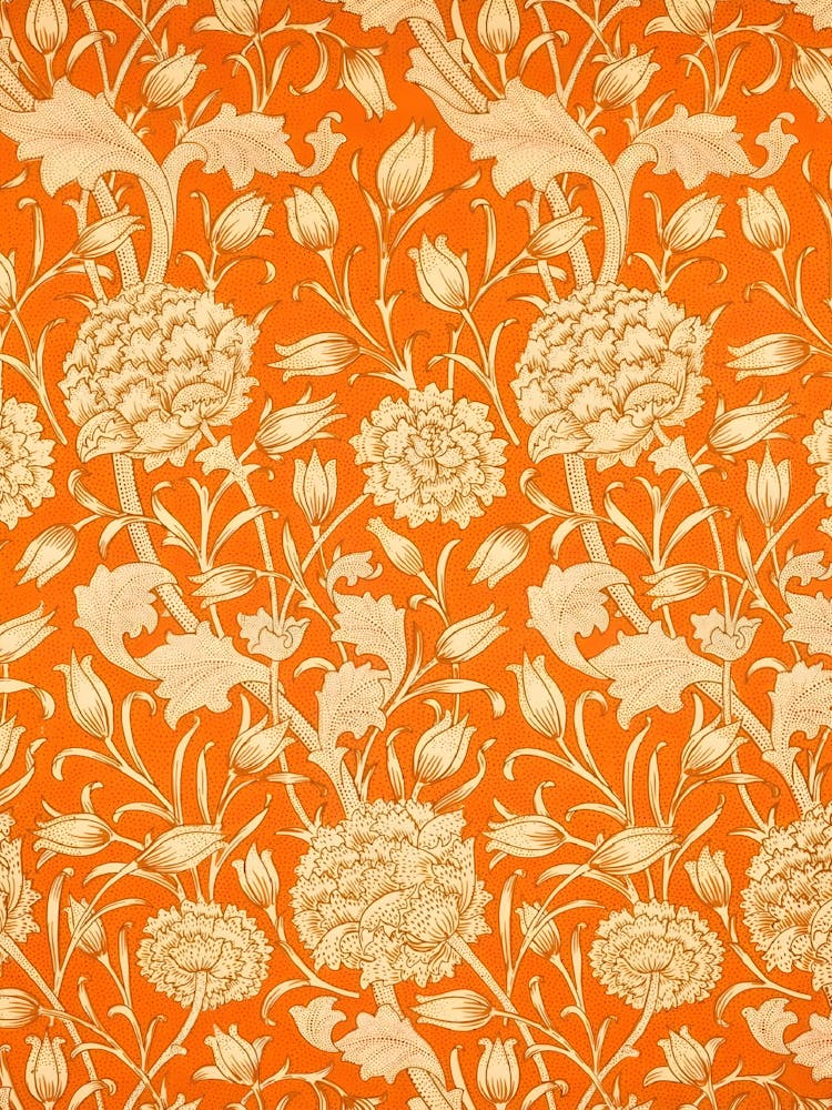 Orange And White Floral Wallpaper