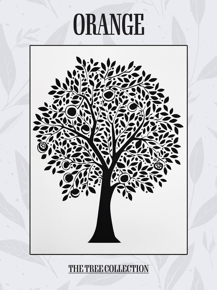 Orange Tree Simple Geometric Nature Stencil 11 Poster