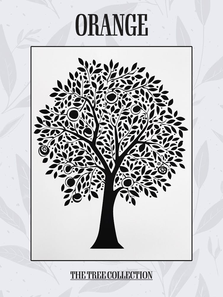 Orange Tree Simple Geometric Nature Stencil 11 Poster