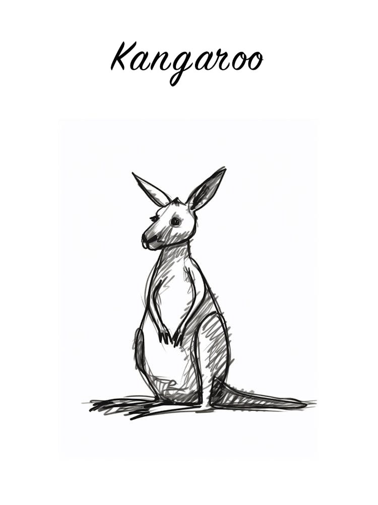 Schwarz-Weiß Känguru Poster