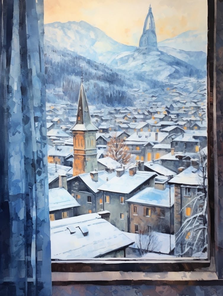 Winter Cityscape Zermatt Switzerland 1