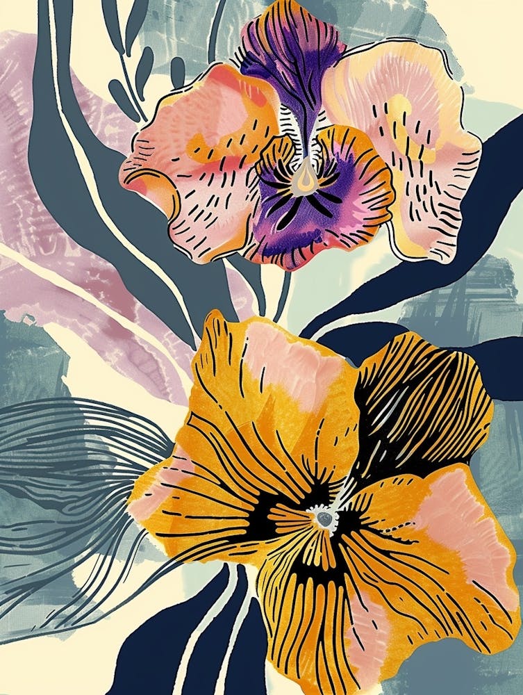 Illustration Florale Colorée Pensée Sauvage 4