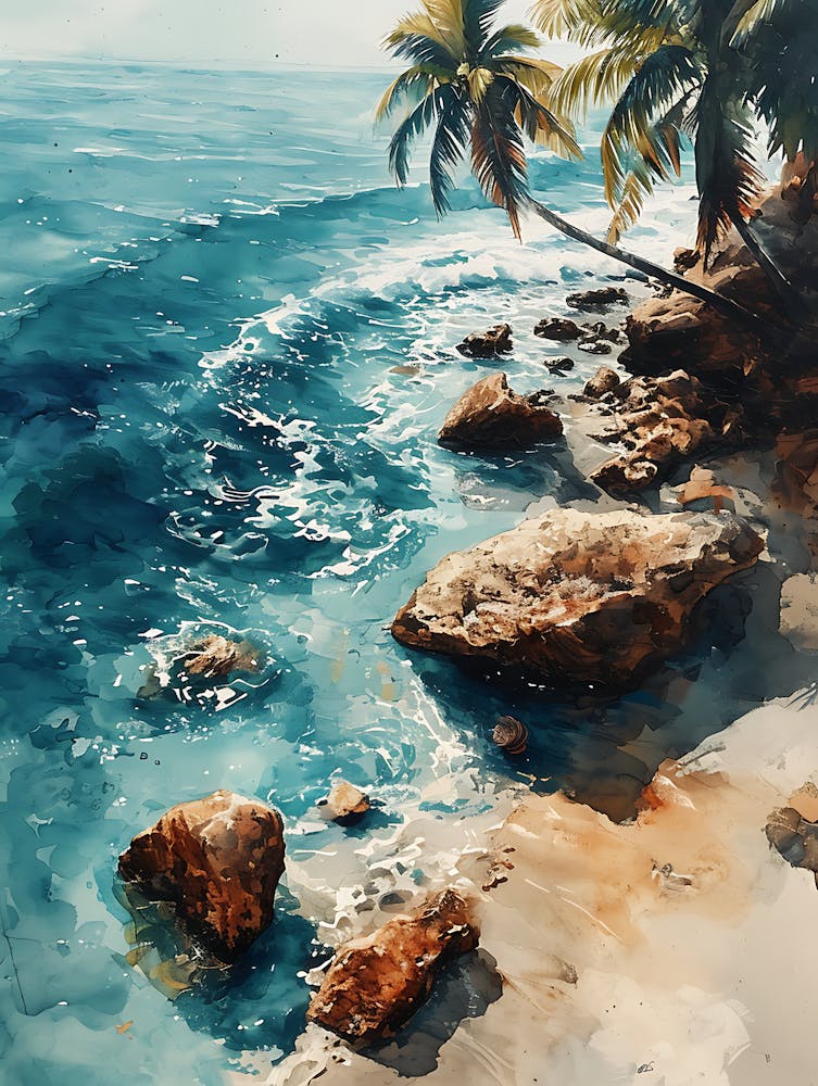 Watercolour Of A Beach