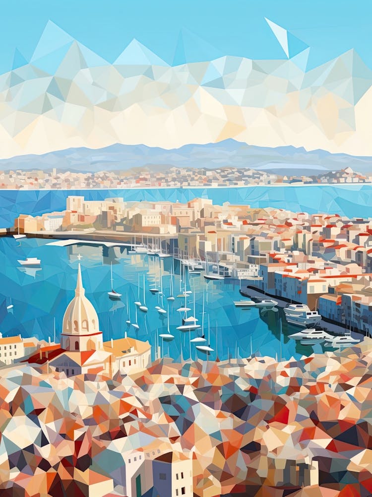Marseille, France, Geometric Illustration 8