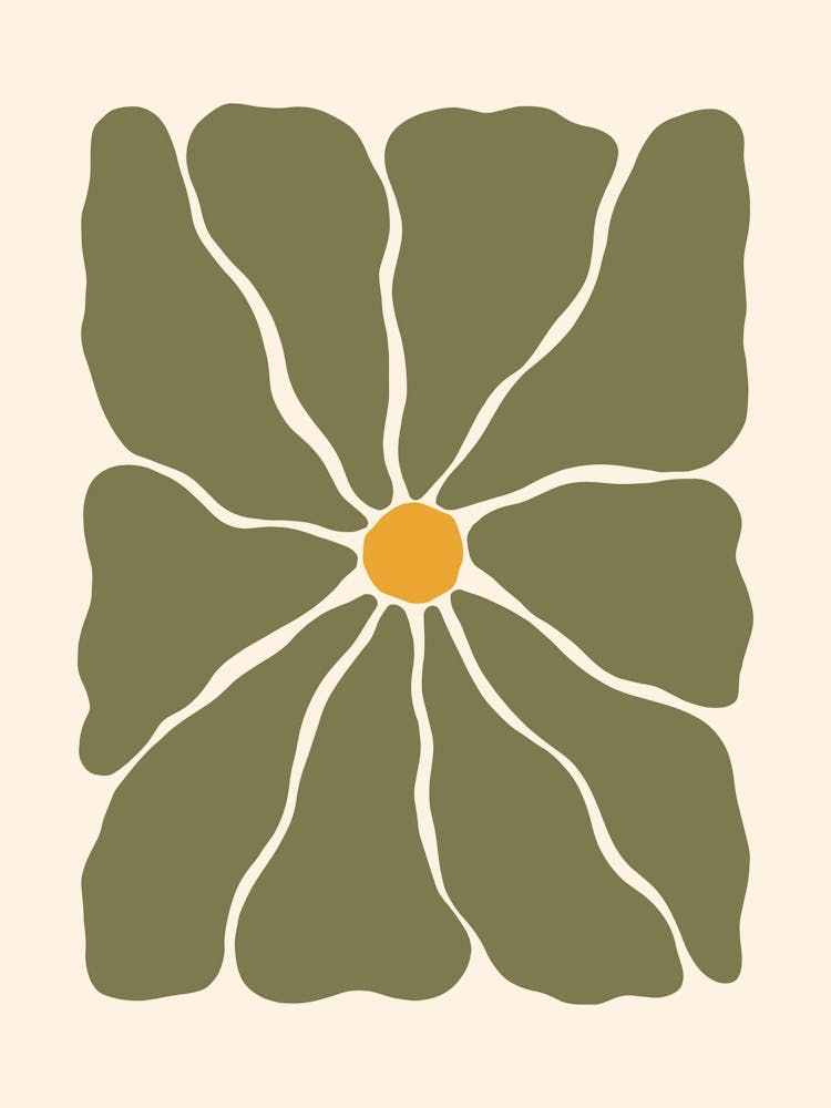 Abstract Flower 01 - Muted Green