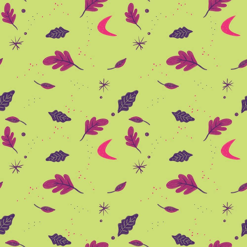 Rosy Glow Fall Leaves On Green