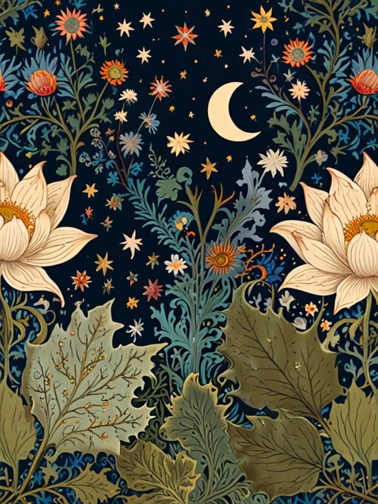 William Morris Lotus Flower And Moon
