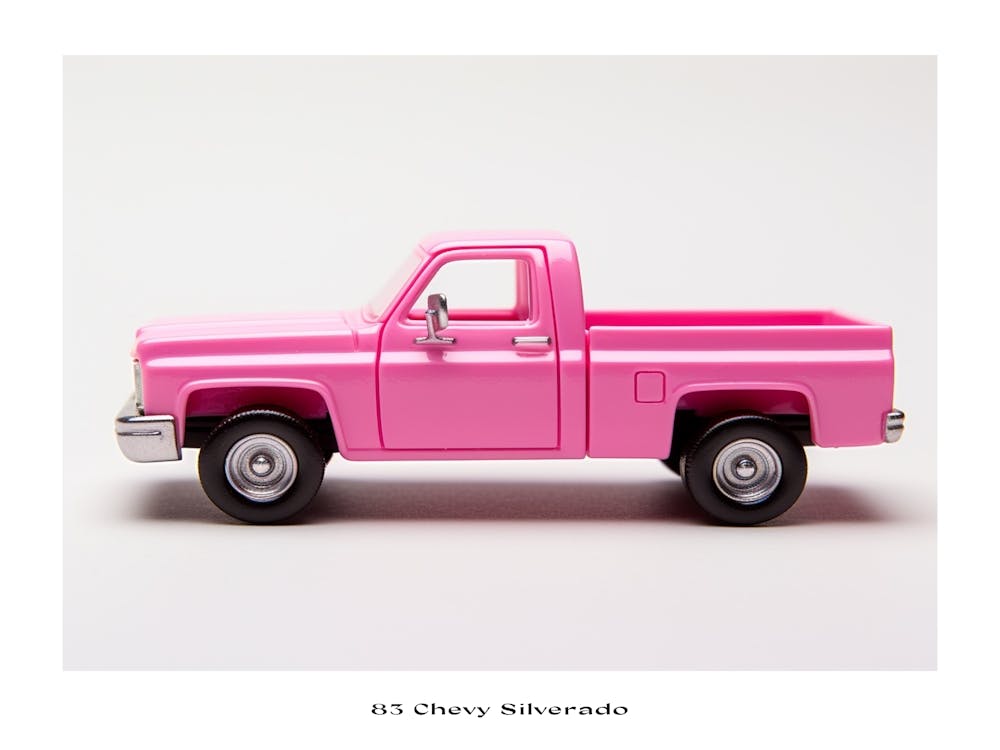 Toy Car 83 Chevy Silverado Pink Poster