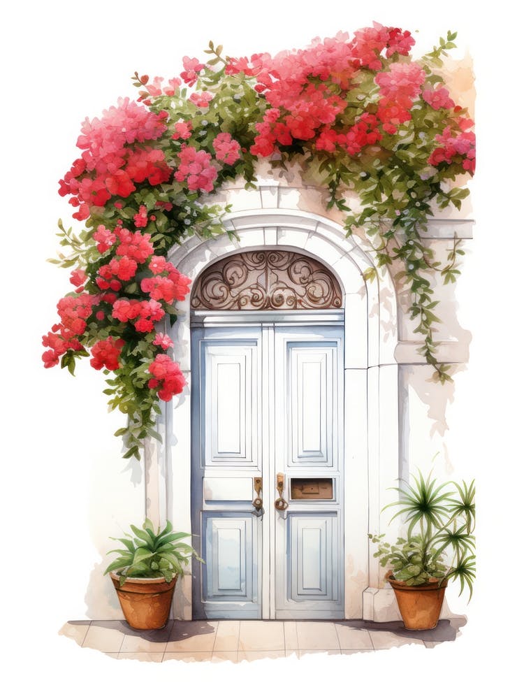Cadiz, Spain   Mediterranean Doors Watercolour Painting 3