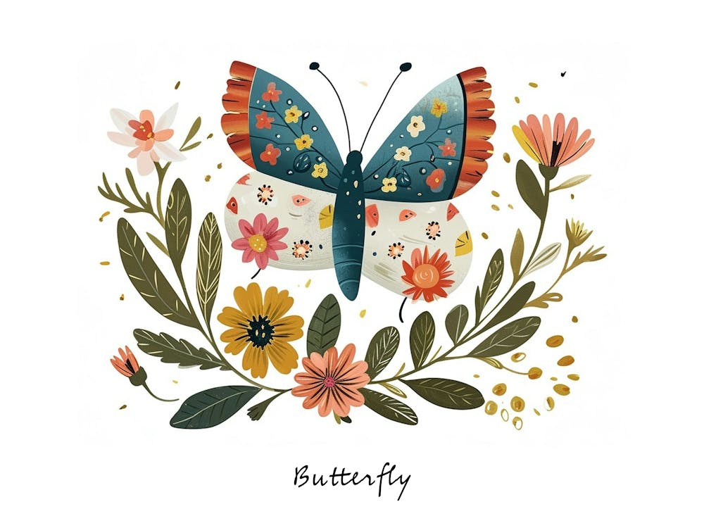 Little Floral Butterfly 2 Poster