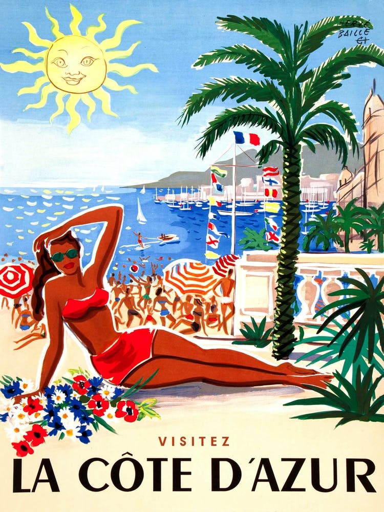 Beach Girl Posing on French Riviera