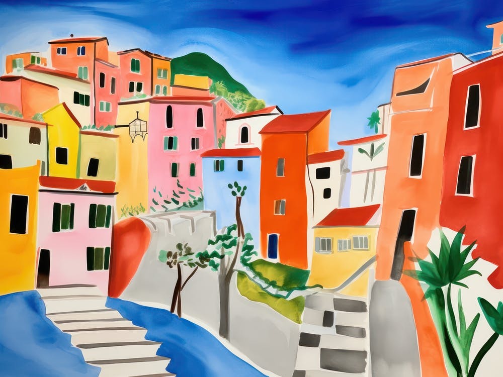 Cinque Terre Italy Cute Watercolour Illustration 3