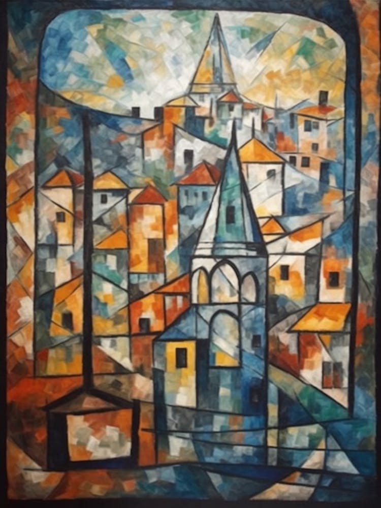 Window View Istanbul Of In The Style Of Cubism 3