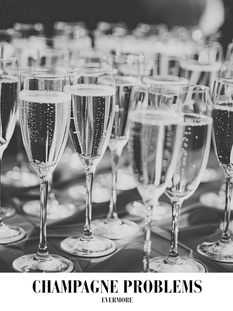 Taylor Swift Champagne Problems Evermore Swifie Merch Black And White