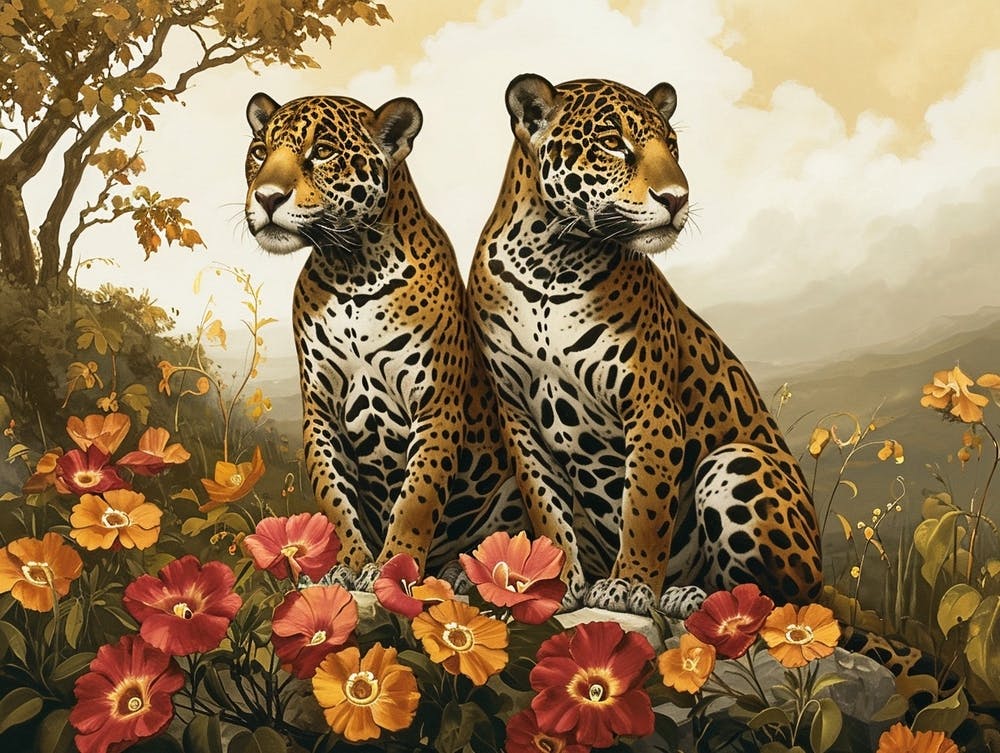 Floral Animal Illustration Jaguar 4